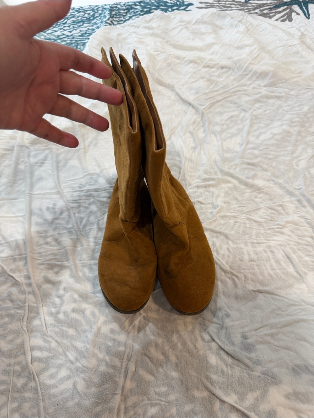 Women’s Tall Suede Boots in Mustard Brown